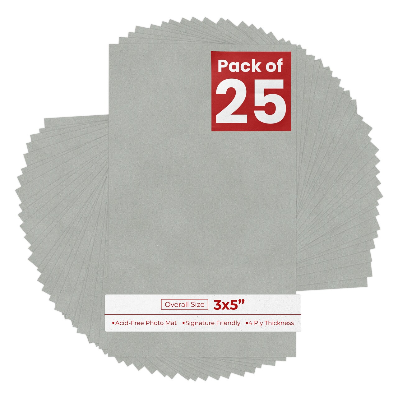 Light Grey Suede 3x5 Inch Uncut Mat Board - Blank Sheets, No Opening